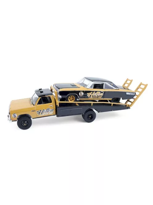 Greenlight - 1:64 1985 Dodge Ram D350 Ramp Truck - Hotton Speed Shop with 1965 Dodge Coronet - Hotton Speed Shop - H.D Trucks Series 26 - GreenLight
