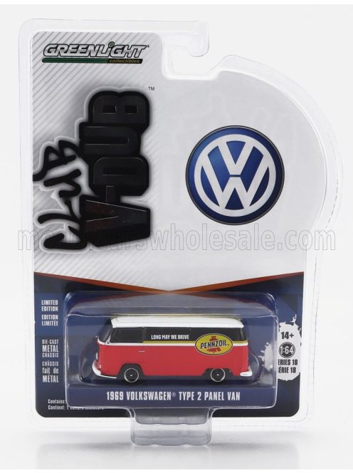 Greenlight - VOLKSWAGEN T2 PANEL VAN PENNZOIL 1962 ORANGE BLACK WHITE