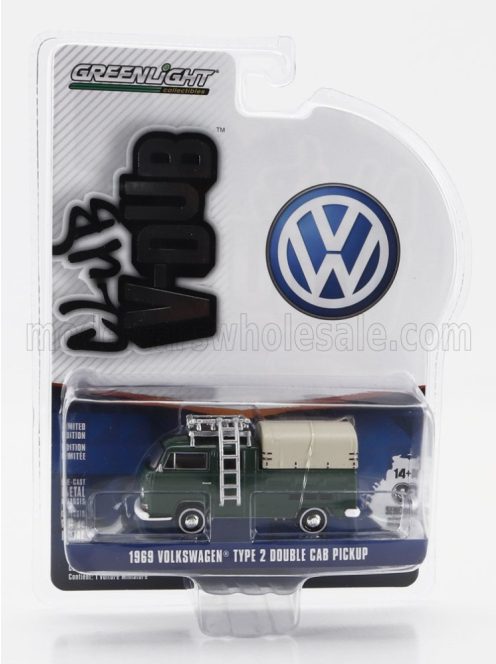 Greenlight - VOLKSWAGEN T2 PICK-UP TELONATO CLOSED 1969 GREEN BEIGE