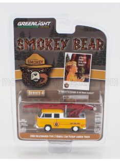   Greenlight - VOLKSWAGEN TYPE 2 PICK-UP DOUBLE CAB LADDER 1968 - SMOKEY BEAR YELLOW WHITE