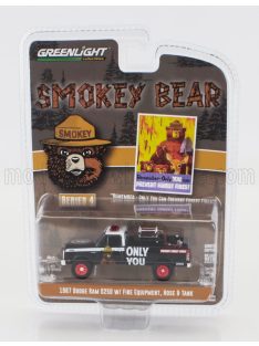   Greenlight - DODGE RAM D250 PICK-UP WITH FIRE ENGINE EQUIPMENT 1987 - SMOKEY BEAR BLACK WHITE
