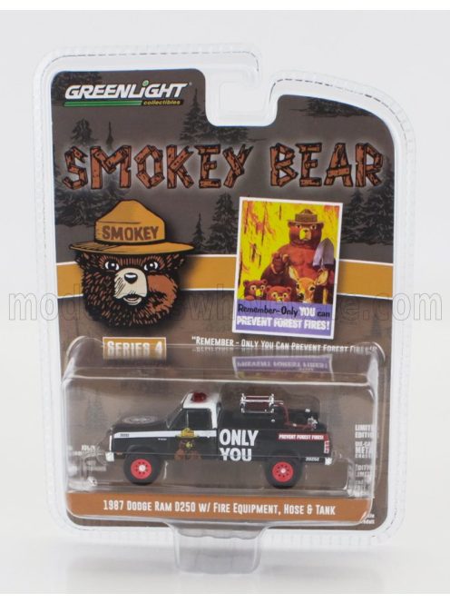 Greenlight - DODGE RAM D250 PICK-UP WITH FIRE ENGINE EQUIPMENT 1987 - SMOKEY BEAR BLACK WHITE