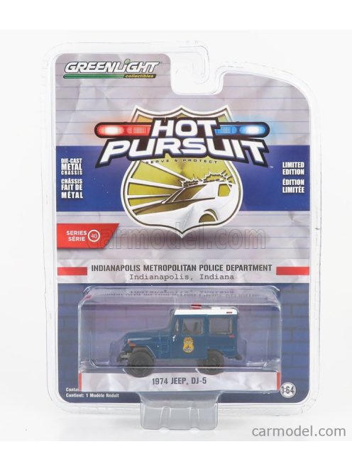 Greenlight - Jeep Dj-5 Indiana Police 1974 Blue White