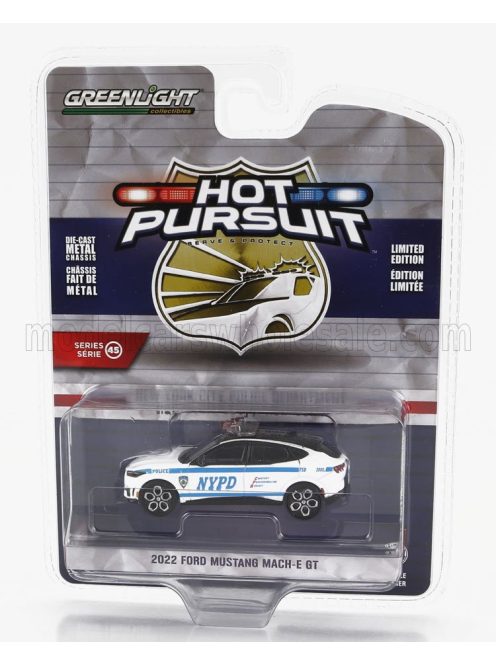 Greenlight - FORD USA MUSTANG MACH-E NYPD POLICE 2022 WHITE LIGHT BLUE