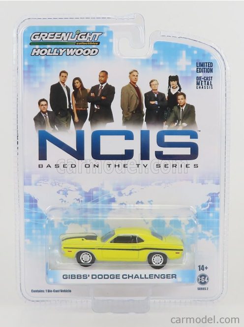 Greenlight - Dodge Challenger R/T 383 Magnum Ncis 1970 Yellow Black