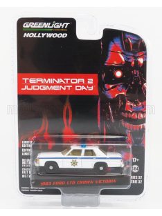   Greenlight - FORD USA CROWN VICTORIA LTD POLICE 1983 - TERMINATOR 2 MOVIE 1991 - THE JUDGMENT DAY - IL GIORNO DEL GIUDIZIO LIGHT BLUE WOOD