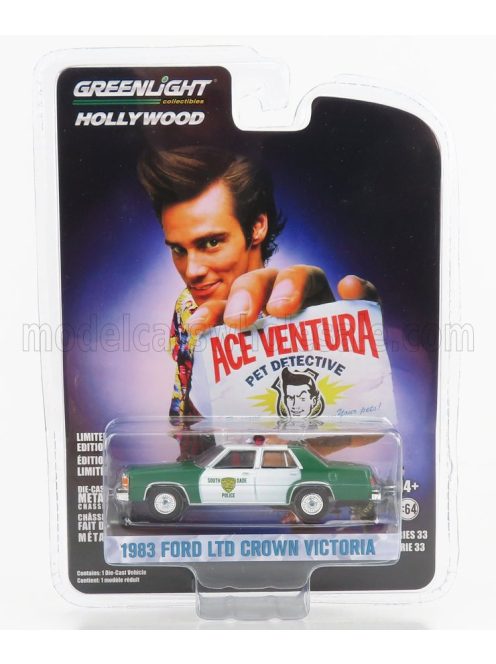 Greenlight - FORD USA CROWN VICTORIA LTD MIAMI POLICE DEPARTMENT 1983 - ACE VENTURA - WHEN NATURE CALLS MOVIE GREEN WHITE