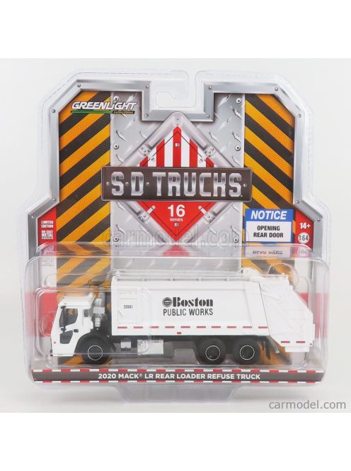 Greenlight - Mack Granite Refuse Truck Cassone Ribaltabile 4-Assi Trasporto Rifiuti Boston 2020 White