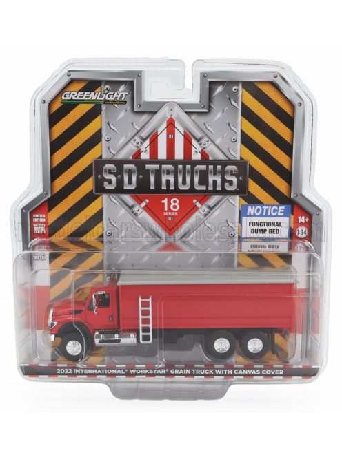 Greenlight - INTERNATIONAL WORKSTAR TRUCK WITH CANVAS COVER 3-ASSI 2022 RED