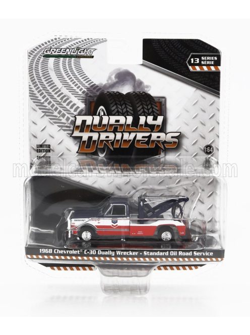 Greenlight - CHEVROLET C-30 TRUCK DUALLY WRECKER ROAD SERVICE - CARRO ATTREZZI - STANDARD OIL 1968 WHITE BLUE RED