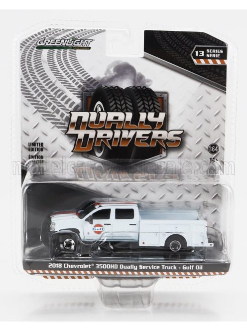Greenlight - CHEVROLET 3500HD DOUBLE CABINE PICK-UP GULF OIL SERVICE 2018 LIGHT BLUE