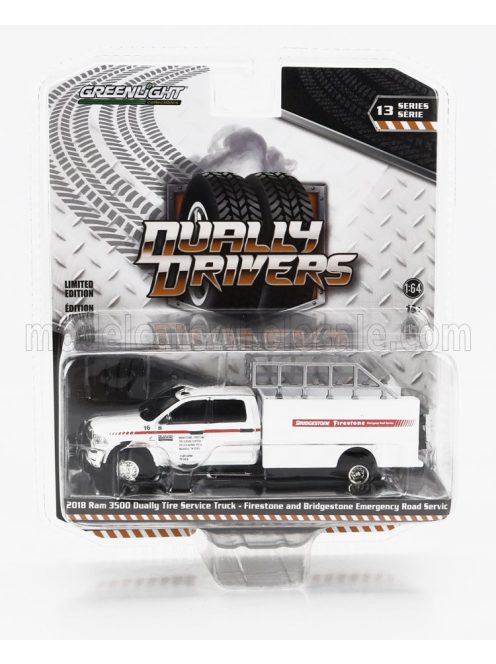 Greenlight - DODGE RAM 3500 DOUBLE CABINE FIRESTONE AND BRIDGESTONE EMERGENCY ROAD 2018 WHITE