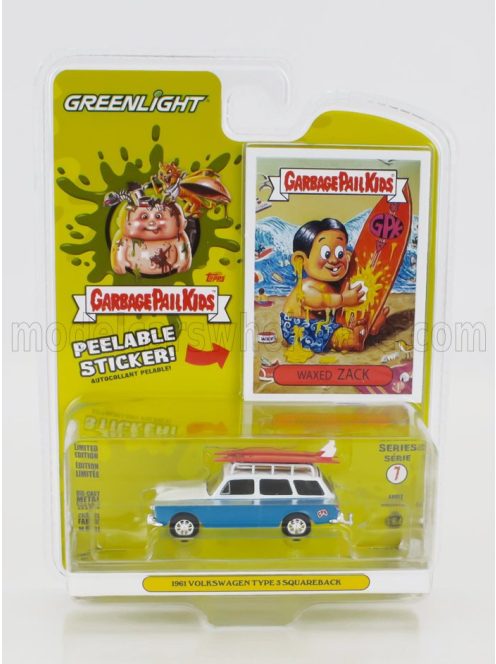 Greenlight - VOLKSWAGEN TYPE 3 SQUAREBACK 1961 WITH SURFBOARD - GARBAGE PAIL KIDS BLUE