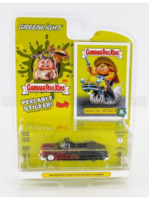Greenlight - MERCURY EIGHT CABRIOLET OPEN LOWRAIDER 1950 - GARBAGE PAIL KIDS BLACK RED