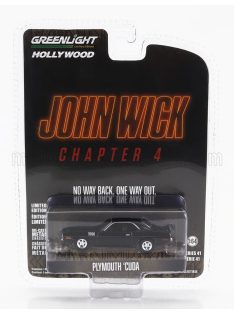   Greenlight - PLYMOUTH CUDA COUPE 1971 - JOHN WICK CHAPTER 4 MOVIE 2023 BLACK