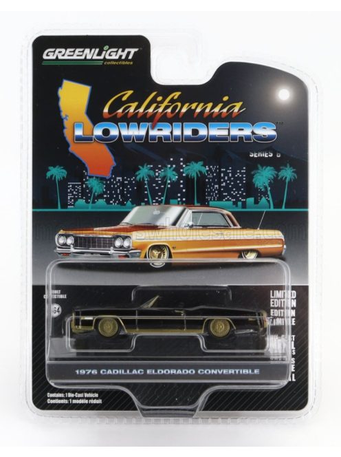 Greenlight - CADILLAC ELDORADO CABRIOLET OPEN LOWRIDERS 1976 BLACK GOLD