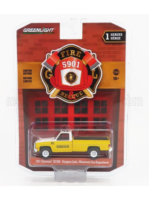 Greenlight - CHEVROLET M1008 PICK-UP STURGEON LAKE MINNESOTA FIRE ENGINE DEPARTMENT 1987 YELLOW WHITE