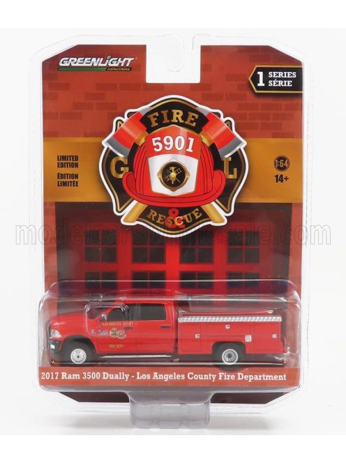Greenlight - DODGE RAM 3500 PICK-UP DOUBLE CABINE LOS ANGELES FIRE ENGINE DEPARTMENT 2017 RED
