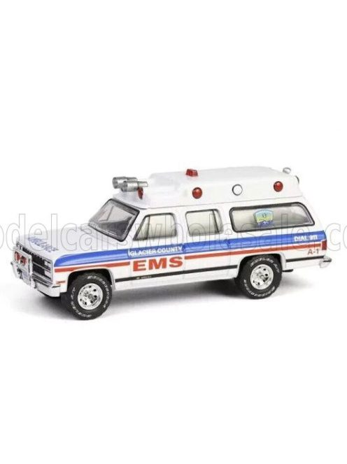 Greenlight - CHEVROLET SUBURBAN EMS AMBULANCE 1991 WHITE BLUE RED