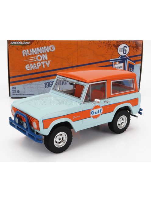 Greenlight - FORD USA BRONCO OPEN GULF 1966 LIGHT BLUE ORANGE