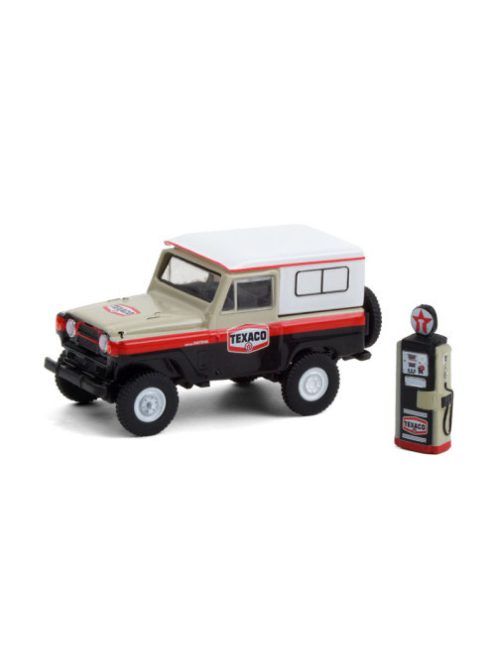 GREENLIGHT - The Hobby Shop Series 10 - 1967 Nissan Patrol -Texaco with Vintage Texaco Gas Pump Solid Pack