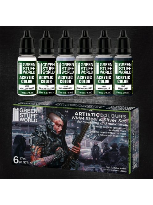 Green Stuff World - Paint Set - NMM Steel and Silver