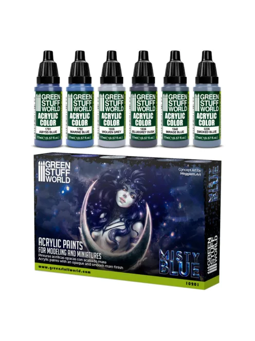 Green Stuff World - Paint Set Acrylic colors - Misted Blue (box x6)