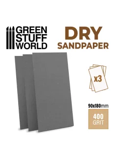   Green Stuff World - DRY SandPaper 180x90mm - DRY 400 grit - PACK x3