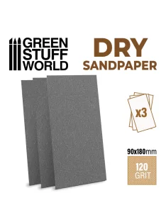   Green Stuff World - DRY SandPaper 180x90mm - DRY 120 grit - PACK x3