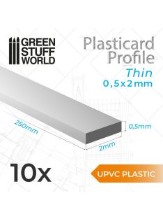 Green Stuff World - uPVC Plasticard - Thin 0.50mm x 2mm