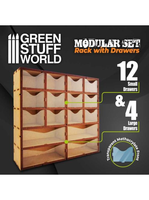 Green Stuff World - Mdf Vertical Rack With Drawers (12+4 Drawers)