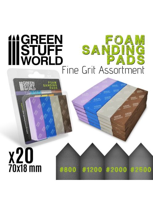 Green Stuff World - Foam Sanding Pads - Fine Grit Assortment X20