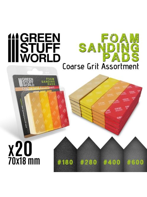 Green Stuff World - Foam Sanding Pads - Coarse Grit Assortment X20