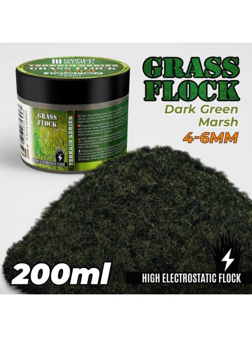 Green Stuff World - Static Grass Flock 4-6 mm - DARK GREEN MARSH - 200 ml
