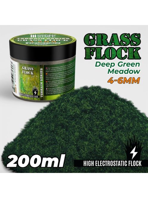 Green Stuff World - Static Grass Flock 4-6mm - DEEP GREEN MEADOW (200 ml)