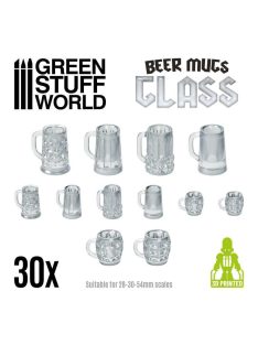   Green Stuff World - 3D Printed set - Beer Mugs - Glass - 30 pcs