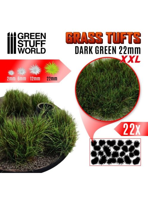 Green Stuff World - Grass TUFTS XXL - 22mm self-adhesive - DARK GREEN