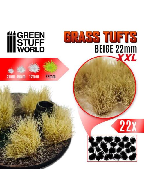 Green Stuff World - Grass TUFTS XXL - 22mm self-adhesive - BEIGE (22 pcs.)