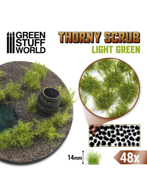 Green Stuff World - Thorny Scrubs - LIGHT GREEN - 48 pcs, 14 mm high