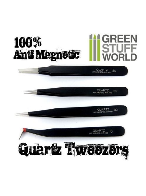 Green Stuff World - 100% Anti-magnetic QUARTZ Tweezers SET