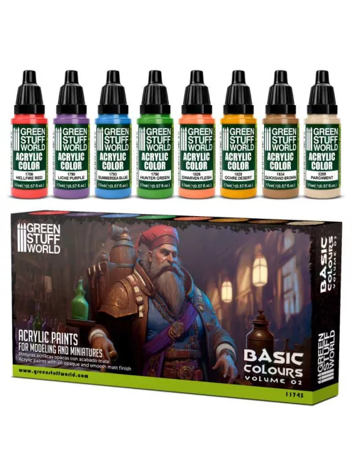 Green Stuff World - Paint Set - BASIC COLORS 02 (Box x8)