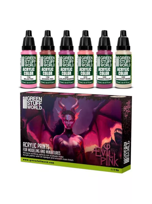 Green Stuff World - Paint Set Acrylic colors - EVIL PINK (6)
