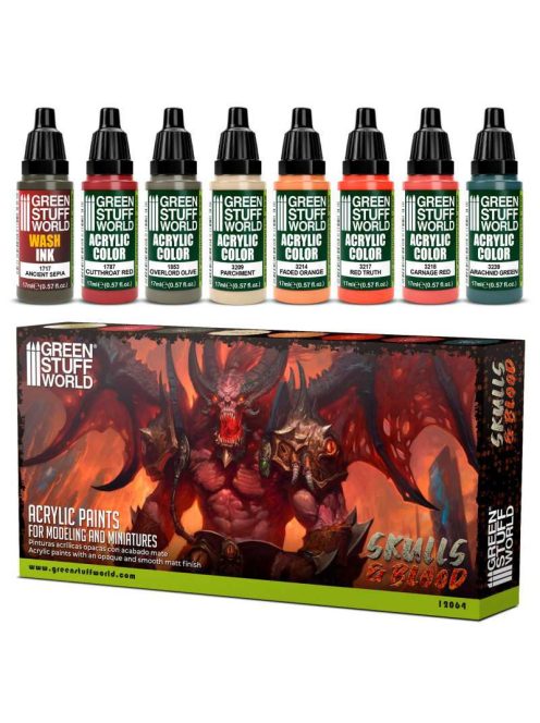 Grren Stuff World - Paint Set - Skulls & Blood (8 pcs)