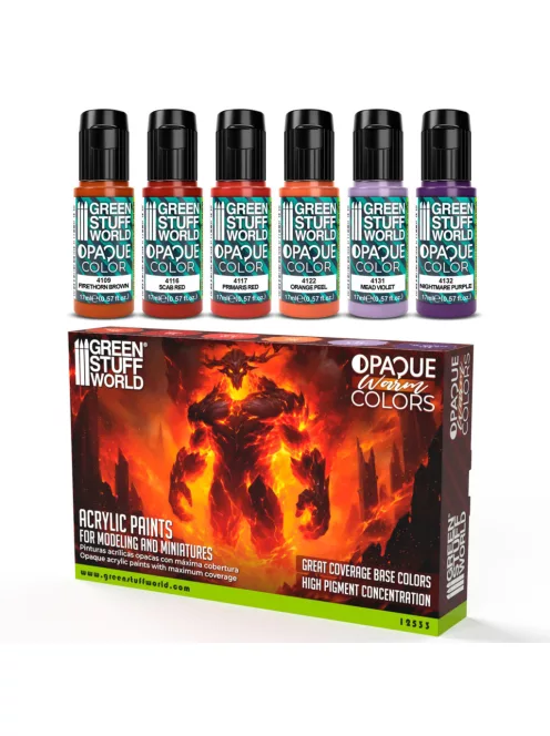 Green Stuff World - PAINT SET - Opaque Colors WARM (Box x6)