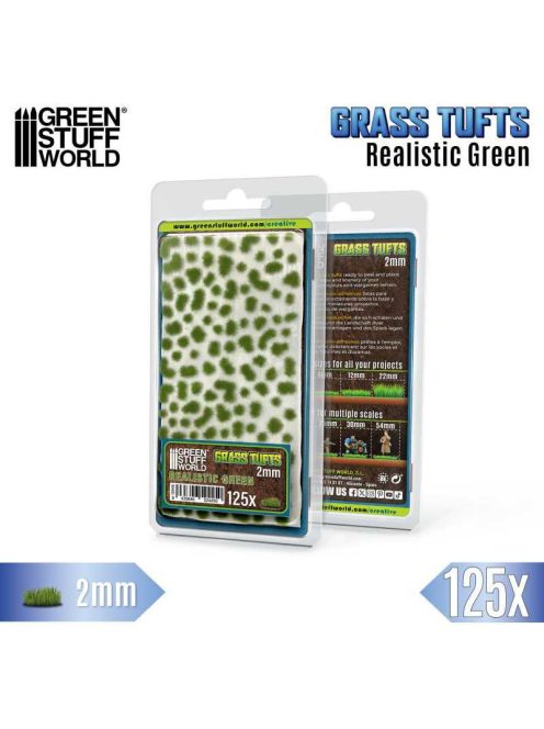 Green Stuff World - Static Grass Tufts 2 mm - Realistic Green (125 pcs.)