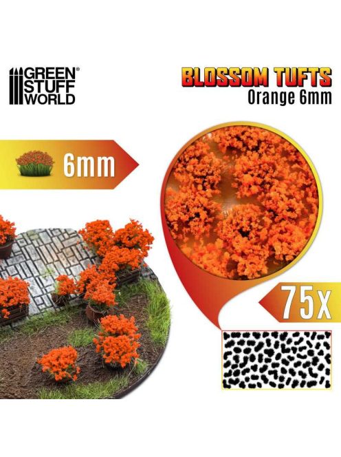 Green Stuff World - Blossom Tufts - 6 mm - self-adhesive - Orange Flowers - 75 pcs.