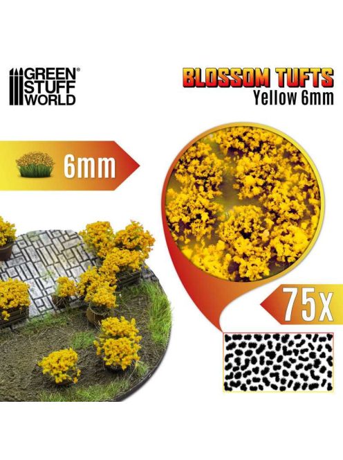 Green Stuff World - Blossom Tufts - 6 mm - self-adhesive - Yellow Flowers - 75 pcs.