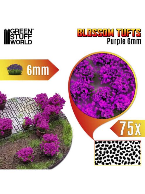 Green Stuff World - Blossom Tufts - 6 mm - self-adhesive - Purple Flowers - 75 pcs.
