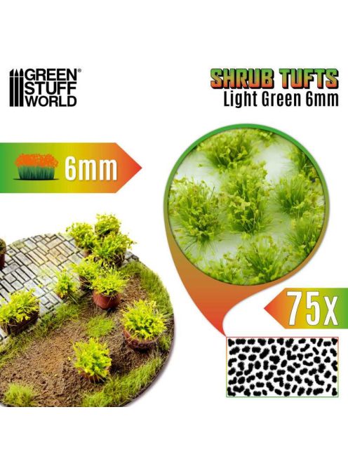 Green Stuff World - Shrub Tufts - 6 mm - self-adhesive - Light Green - 75 pcs.