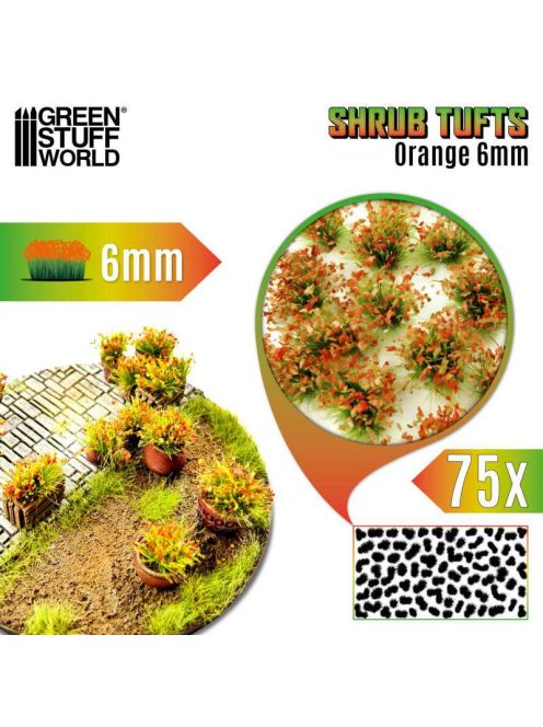 Green Stuff World - Shrub Tufts - 6 mm - self-adhesive - Orange - 75 pcs.